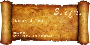 Samek Éva névjegykártya
